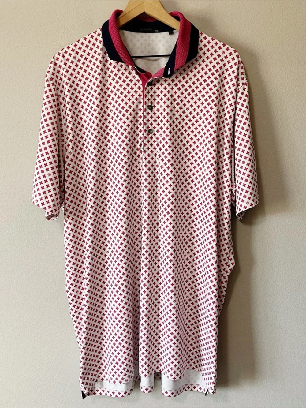 Greyson Men's Love + Loyalty Short Sleeve Polo Shirt Pink Size XXL Golf Preppy - Picture 5 of 13